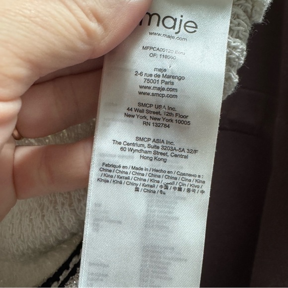 Maje 1 S Cream Tweed Jacket with Black Trim and Gold Buttons Cardigan Blazer - Picture 7 of 8